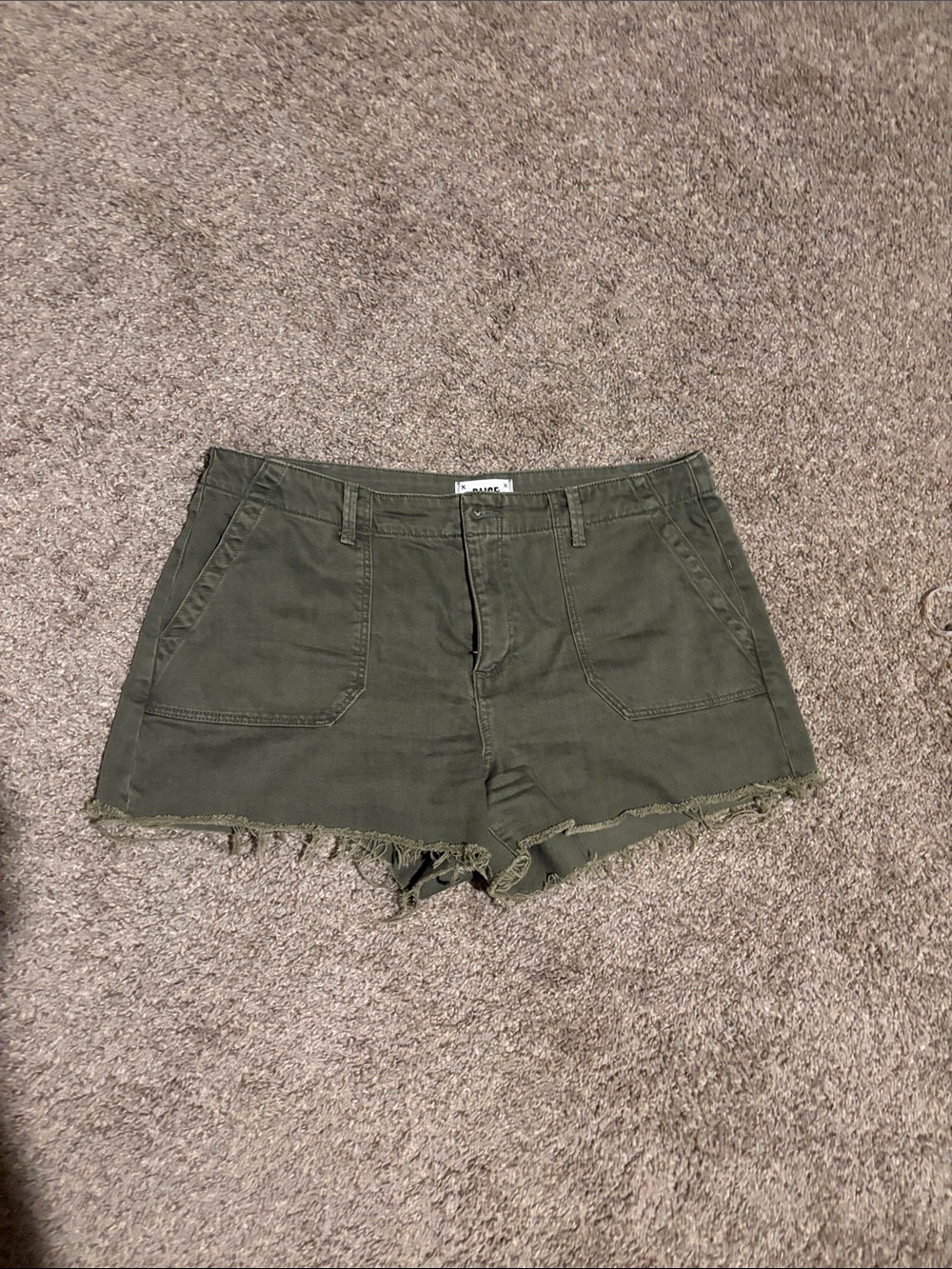 Paige Olive Green Frayed Hem Women’s Shorts Sz 34